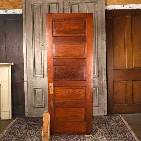 #54000 29x80 Antique 5 Panel Interior Pine Door image 5