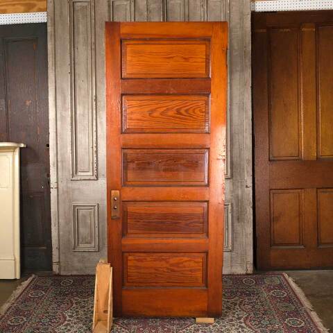 #54001 31x80 Antique 5 Panel Interior Pine Door image 4