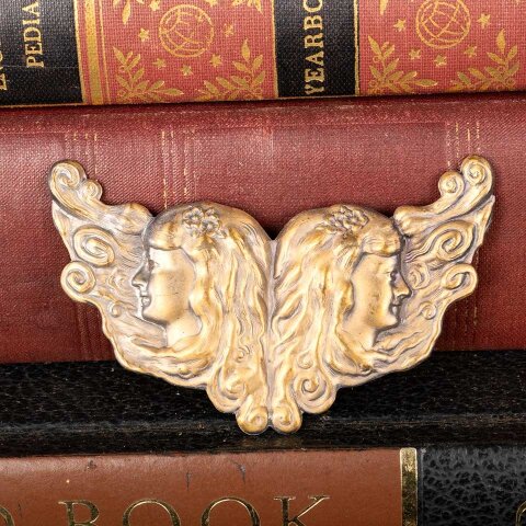 #54063 Art Nouveau Stamped Brass Sash Buckle image 6