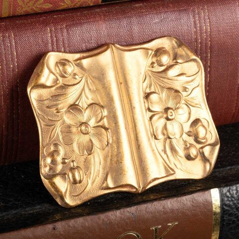 #54064 Art Nouveau Stamped Brass Sash Buckle image 3