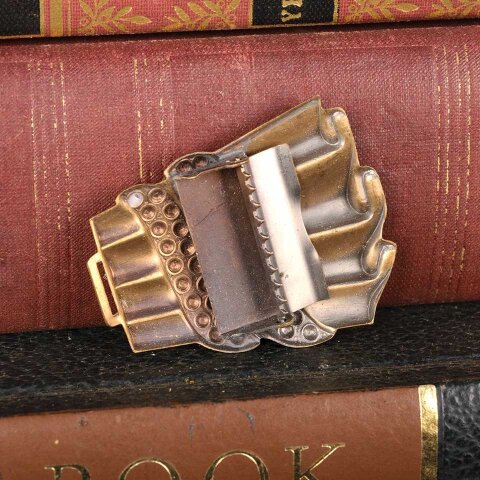 #54066 Antique Stamped Brass Sash Buckle Hardware image 6