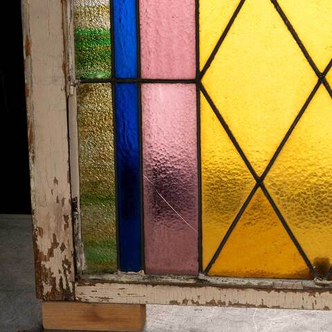 #54073 28x40 Antique Stained Glass Window image 2