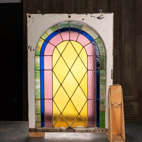 #54075 28x40 Antique Stained Glass Window image 5