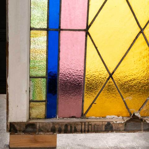 #54075 28x40 Antique Stained Glass Window image 6