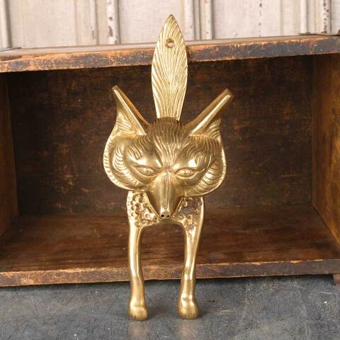 #54085 4x10 Brass Fox Door Knocker Hardware image 2