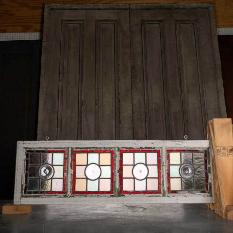 #54123 39x12 Antique Colored Leaded Glass Window image 4