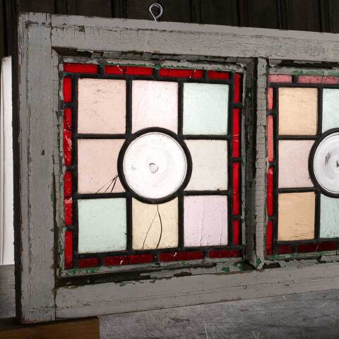 #54123 39x12 Antique Colored Leaded Glass Window image 2
