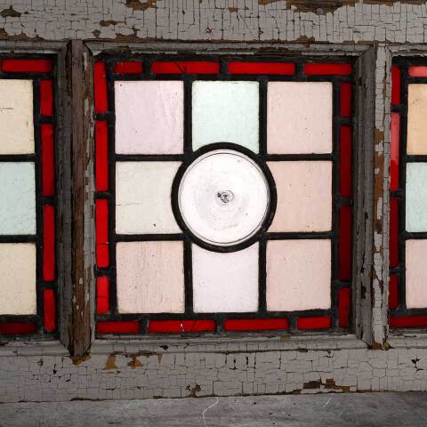 #54123 39x12 Antique Colored Leaded Glass Window image 3