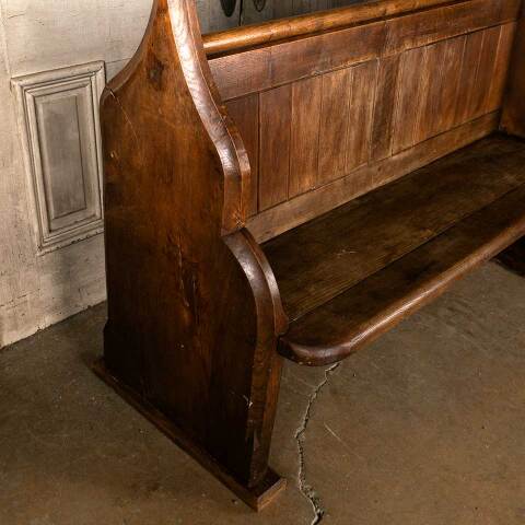 #54126 57x48 Antique Wood Church Pew Bench image 7