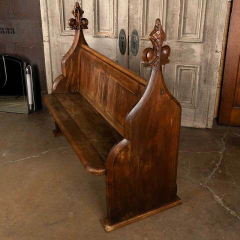 #54126 57x48 Antique Wood Church Pew Bench image 3