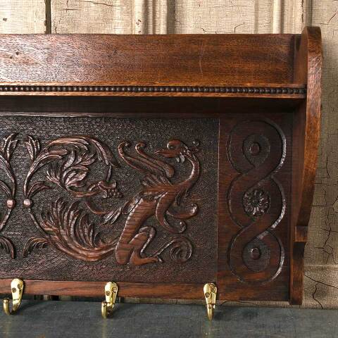 #54127 31x15 Carved Wood Wall Mount Coat Rack image 5