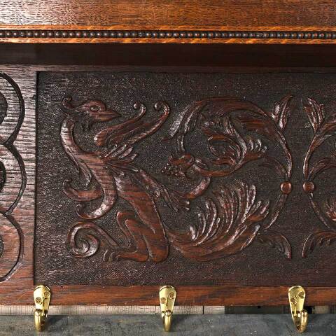 #54127 31x15 Carved Wood Wall Mount Coat Rack image 7