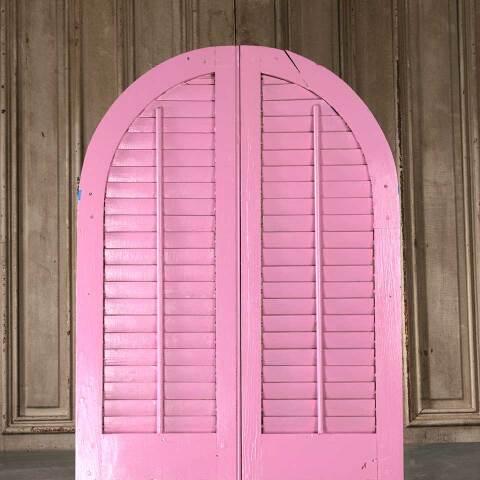 #54151 29x75 Antique Arched Top Wood Shutters image 2