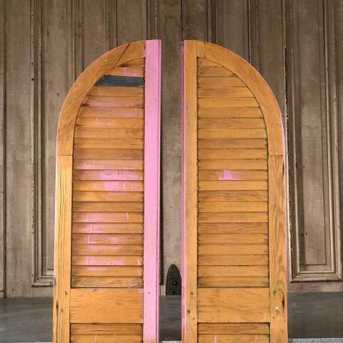 #54151 29x75 Antique Arched Top Wood Shutters image 6