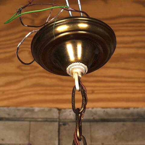 #54166 Converted Single Bulb Brass Oil Chandelier image 5