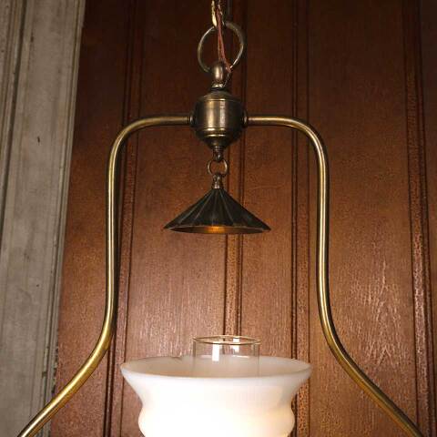 #54166 Converted Single Bulb Brass Oil Chandelier image 6