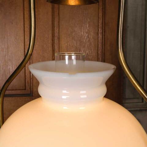 #54166 Converted Single Bulb Brass Oil Chandelier image 7