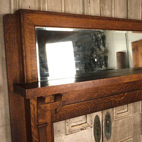 #54192 60x69 Salvaged Antique Oak Fireplace Mantel image 2