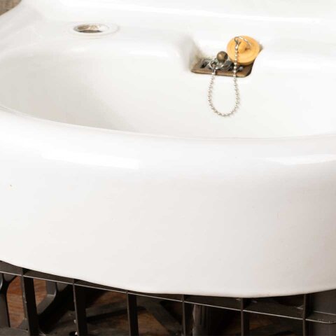 #54236 Antique Cast Iron Wall Mount Bathroom Sink image 6