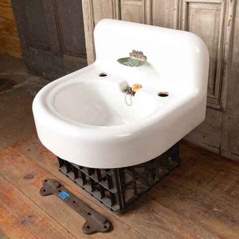 #54236 Antique Cast Iron Wall Mount Bathroom Sink image 7
