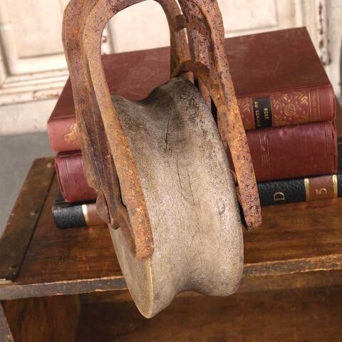 #54334 Salvaged Antique Wood & Metal Barn Pulley image 5