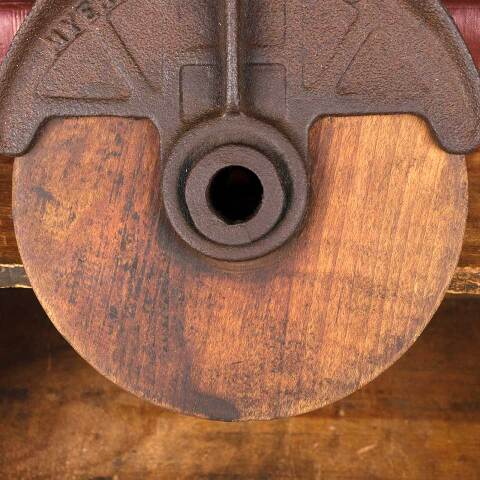 #54335 Salvaged Antique Wood & Metal Barn Pulley image 4