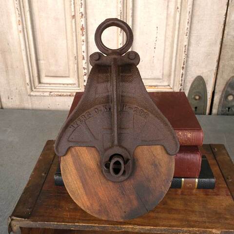 #54335 Salvaged Antique Wood & Metal Barn Pulley image 8