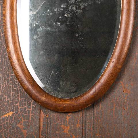 #54337 19x31 Oak Framed Oval Beveled Mirror image 3