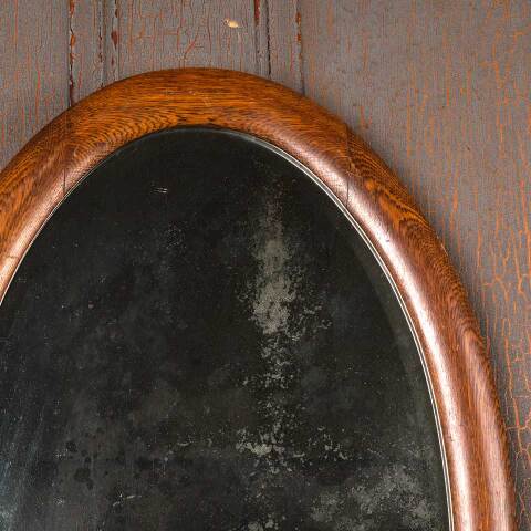 #54337 19x31 Oak Framed Oval Beveled Mirror image 2