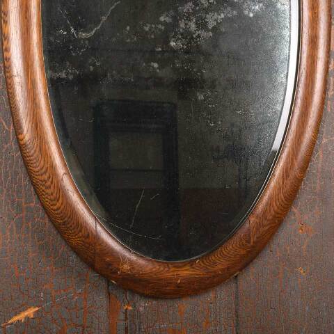 #54337 19x31 Oak Framed Oval Beveled Mirror image 6