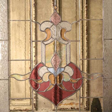 #54344 46x35 Vintage 2 Panel Stained Glass Window image 2