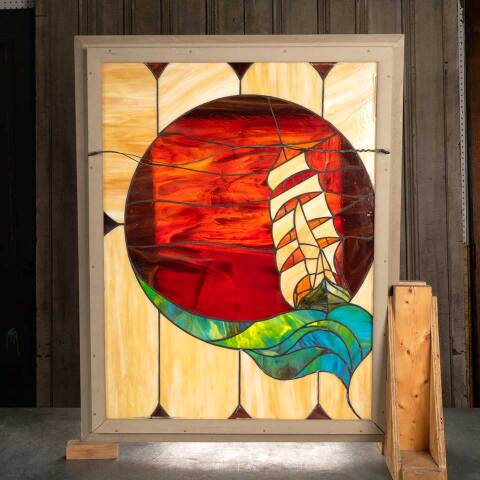 #54345 32x40 Vintage Nautical Stained Glass Window image 7