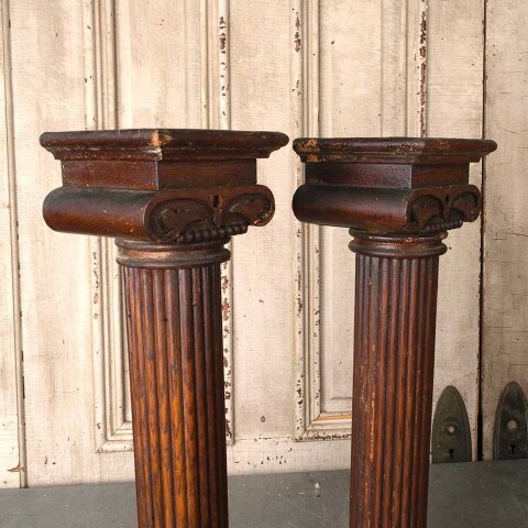 #54359 23" Antique Oak Furniture / Mantel Columns image 7