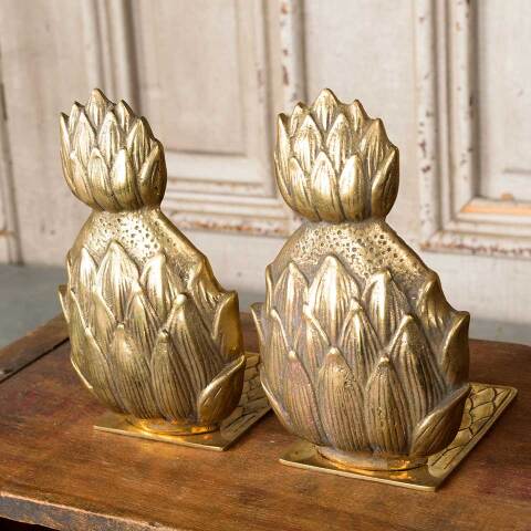 #54430 Set of 2 Vintage Brass Pineapple Bookends image 2