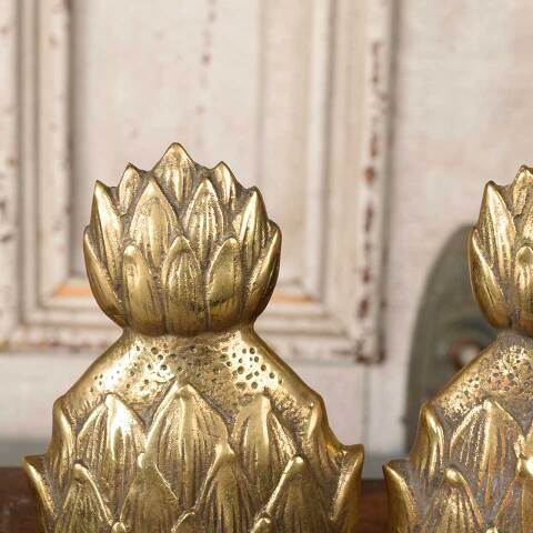 #54430 Set of 2 Vintage Brass Pineapple Bookends image 3