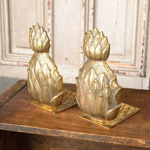 #54430 Set of 2 Vintage Brass Pineapple Bookends image 7