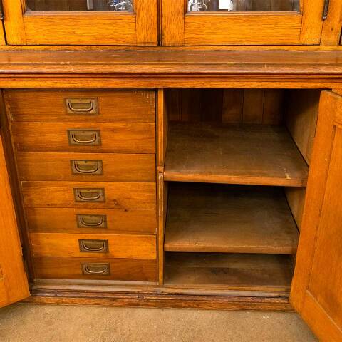 #54438 Large Antique Oak Storage & Display Cabinet image 5