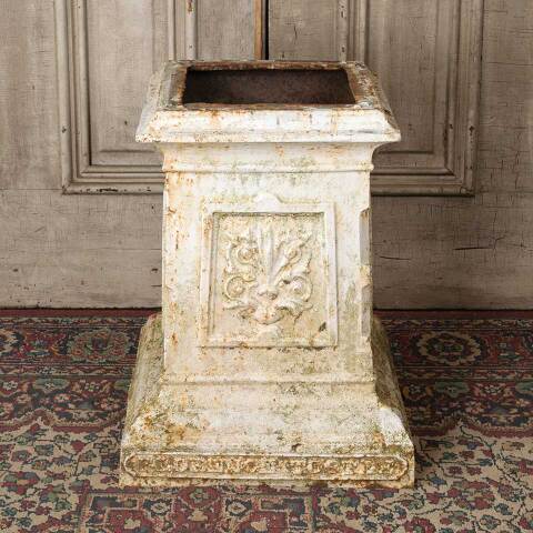 #54643 21" Antique Cast Iron Garden Urn Pedestal image 3
