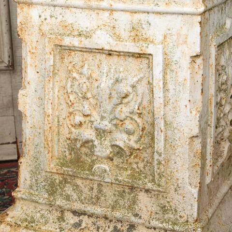 #54643 21" Antique Cast Iron Garden Urn Pedestal image 5