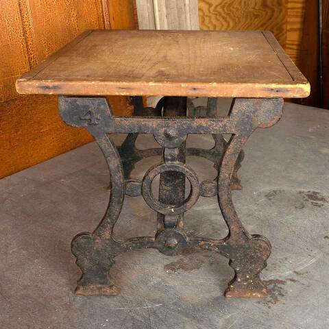 #54646 Antique Cast Iron & Wood Stool image 6