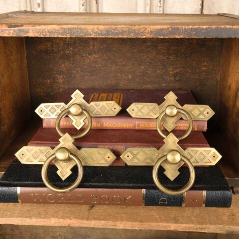#54665 Antique Brass Furniture Ring Drawer Pulls image 2