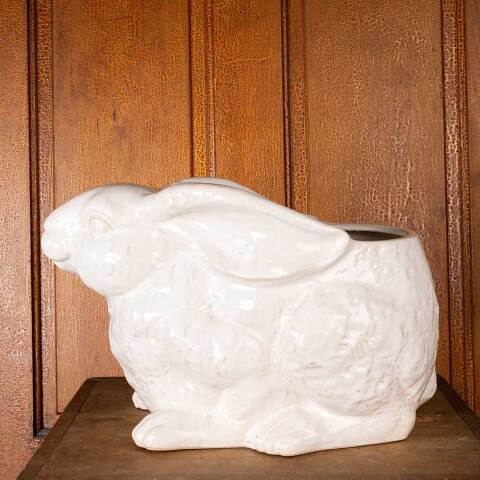#54667 Ceramic White Bunny Rabbit Planter image 5