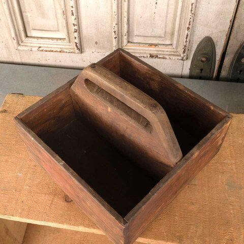 #54670 Small Antique Wood Tote Caddy image 5