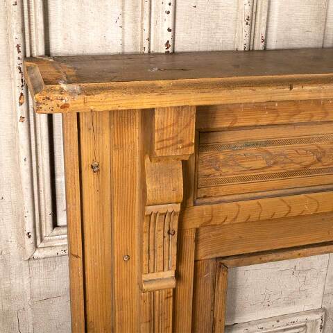 #54672 56x49 Antique Wood Fireplace Mantel image 2