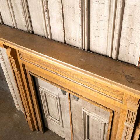 #54672 56x49 Antique Wood Fireplace Mantel image 6