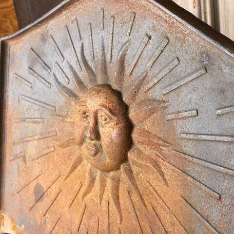 #54688 24x18 Cast Iron Fireplace Sun Fireback Panel image 5