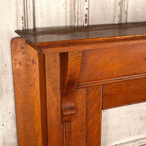 #54689 60x48 Antique Oak Wood Fireplace Mantel image 3