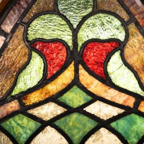 #54706 24x37 Antique Stained Glass Window image 5