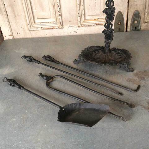 #54750 Antique Ornate Fireplace Tools & Stand image 4