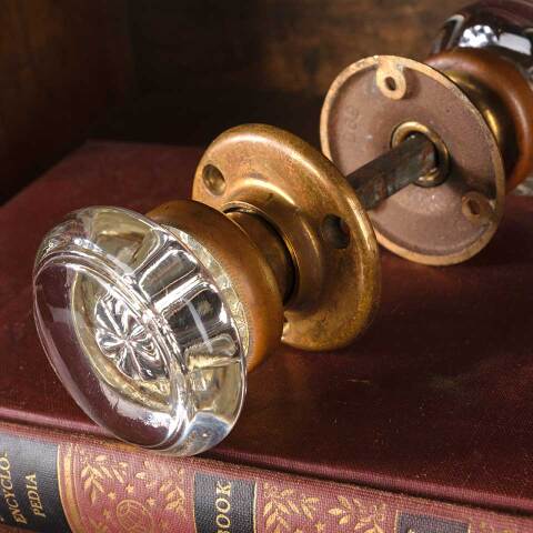 #54772 Antique Glass Doorknob Door Hardware Set image 4